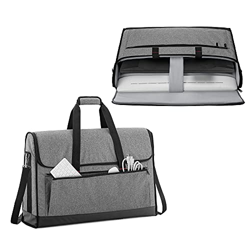 Trunab Monitor Carrying Case 24 Inch Padded Travel Bag Hold Up to 2 LCD Screens/TVs, Not Compatible with iMac, with Accessories Pocket, Shoulder Strap, PU Bottom, Grey - Grey