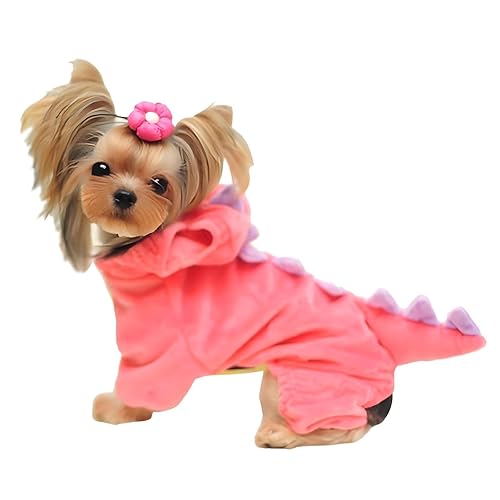 Hotumn Dinosaur Dog Halloween Costume Pet Dino Hoodie for Small Dogs (X-Large, Pink) - X-Large - Pink