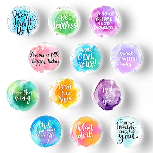 12 PCS Glass Fridge Mangets, Inspirational Fridge Magnets, Motivational Refrigerator Magnets for Kitchen, Office Cabinets, Whiteboard, Dishwasher, Locker, Photos Motivational Quote Locker Magnets - Inspirational