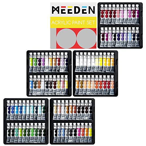 MEEDEN Heavy Body Acrylic Paint Set, 100 Colors Acrylic Paint Tubes, Non-toxic 0.41 fl Oz /12ml Acrylic Paints for Adults, Beginners, Professional Acrylic Paint for Canvas Painting