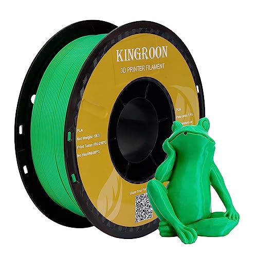 Kingroon PLA,PLA Filament 1.75 mm for 3D Printer Filament, Dimensional Accuracy +/- 0.03 mm, 1kg Spool(2.2lbs), Green PLA Filament - AE-1kg PLA green