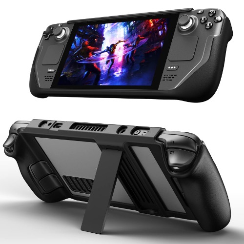 JSAUX Kickstand Protective Case for Steam Deck, PC0102 TPU Cover Protector with Stand Base, Protective Cover Case Compatible with Vavle Steam Deck Shock-Absorption, Non-Slip and Anti-Scratch Design