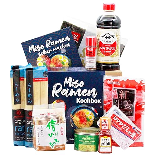 Miso Ramen Kochset für japanische Nudelsuppe (für 6 Portionen, 10-teilige DIY Ramen Box, inkl. Anleitung), Geschenkidee