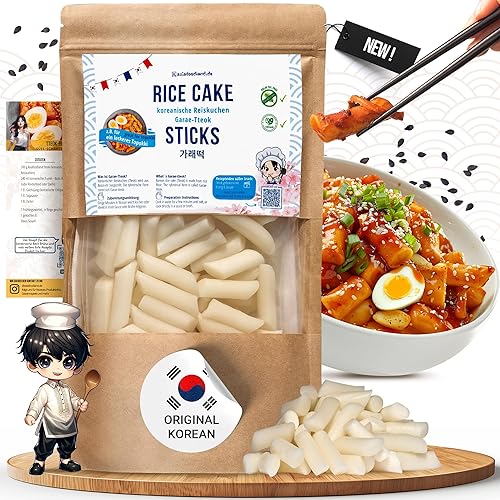 asiafoodland - Reiskuchen natur - Reis Sticks - Rice Cake - Reisnudeln - für z.B. Tteok-bokki/Topokki, 1er Pack (1 x 400g)