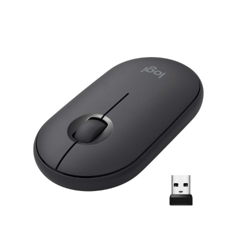 Logitech Pebble M350 Wireless Mouse with Bluetooth or USB - Silent, Slim Computer Mouse Certified Works with Chromebook - Graphite