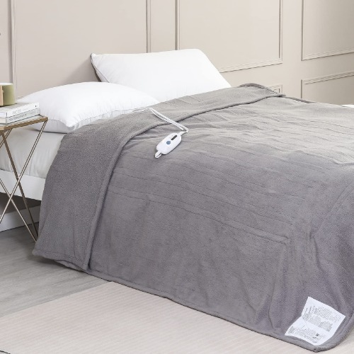 Reaks Heated Blanket Twin Size 62" x 84", Electric Blanket with 4 Heating Levels & 10 Hours Auto Off, ETL Certified, Machine Washable, Soft Grey Polar Fleece Fast Heating Blanket - 