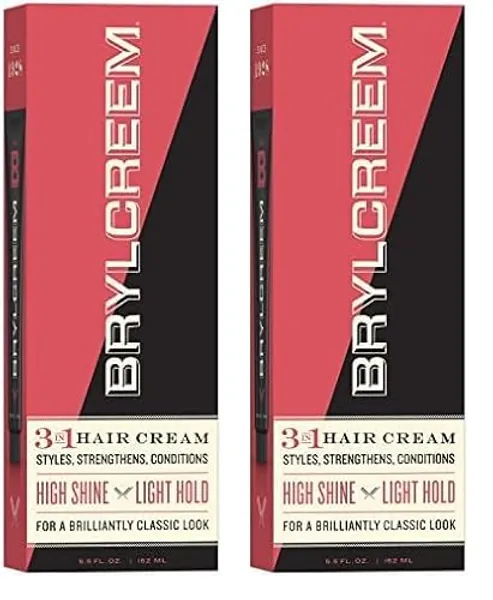 Brylcreem 3-in-1 Original High Shine Men's Hair Cream for Styling, Strengthening, and Conditioning, Alcohol-Free, 5.5 Ounce (Pack of 2)