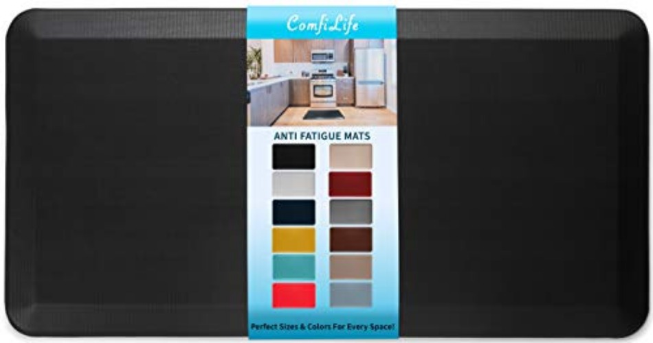 ComfiLife Anti Fatigue Floor Mat – 3/4 Inch Thick Perfect Kitchen Mat, Standing Desk Mat – Comfort at Home, Office, Garage – Durable – Stain Resistant – Non-Slip Bottom (20" x 39", Black) - 20" x 39" - Black