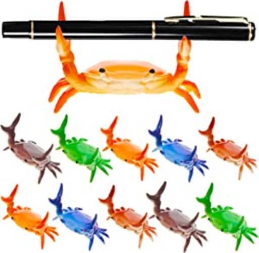 Jecery 10 Pieces Crab Pen Holder Japanese Crabs Stand Creative Cute Storage Rack for Single Pencil Office Desk Display Decorations Stationery Gift, red, blue, green, purple, orange