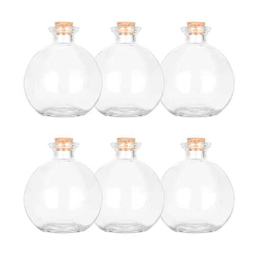Magic Season Decorative Glass Bottles with Cork Stoppers (9 fl oz. Potion Bottles / 6 Pcs)