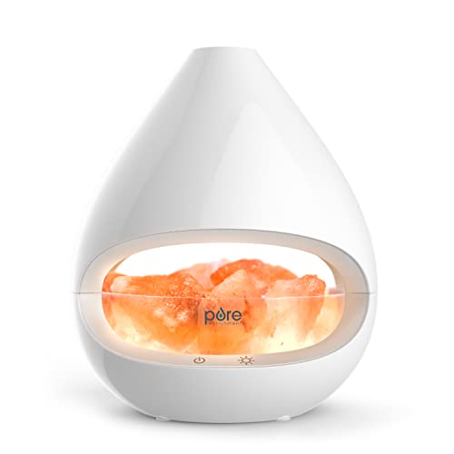 Pure Enrichment® PureGlow™ Crystal - 2-in-1 Himalayan Salt Lamp & Ultrasonic Essential Oil Diffuser, Original Salt Therapy Lamp, 100% Pure Himalayan Salt, Ambient Glow, 160 mL 16-Hour Tank (White) - White