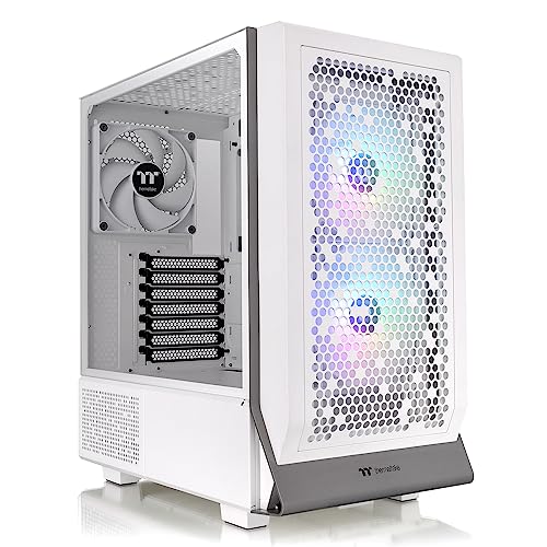 Thermaltake Ceres 300 Snow Edition Mid Tower E-ATX Computer Case with Tempered Glass Side Panel; 2xCT140 ARGB Fan Preinstalled; Rotational PCIe Slots; CA-1Y2-00M6WN-00; 3 Years Warranty