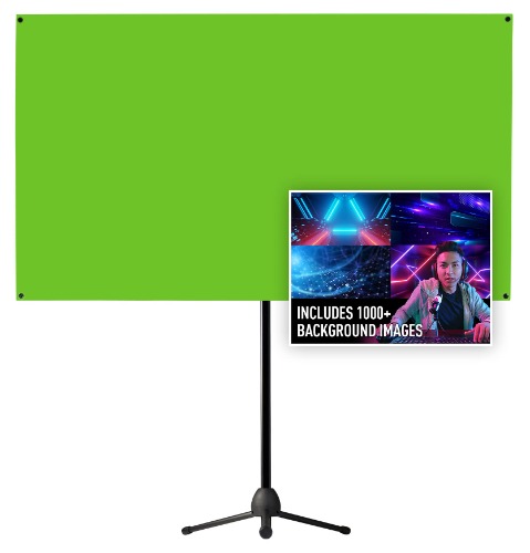 Valera Explorer Green Screen with Stand - Portable Chroma Key Panel, 1000 Free Backgrounds Included, Wrinkle Resistant Green Fabric Backdrop, Tripod & Wall Mount, Carrying Case, Portrait & Landscape - 70 Inch