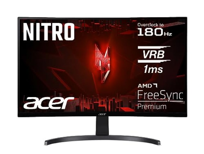 Acer Nitro ED273 S3 Gaming Monitor 27 Zoll (69 cm Bildschirm) Full HD, 165 Hz (180Hz OC), 1ms(VRB), 1x HDMI 2.0, 1x HDMI 1.4, 1xDP 1.2, AMD FreeSync Premium, schwarz - 27 Zoll - 180Hz