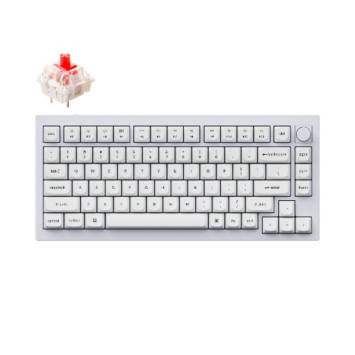 Keychron Q1 QMK Custom Mechanical Keyboard - Version 2 | Fully Assembled Knob / Shell White / Gateron G Pro Red