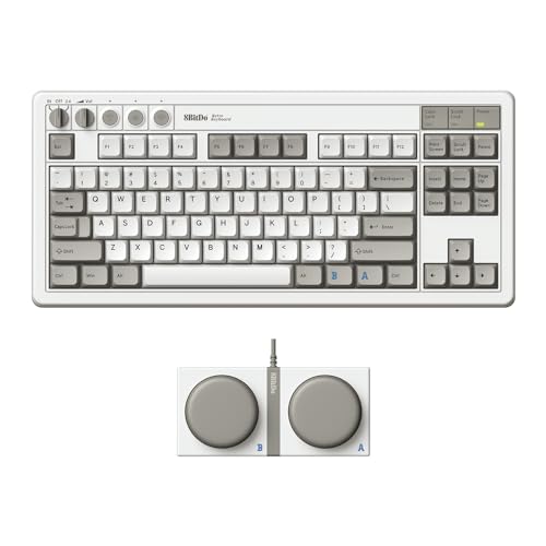 8BitDo Retro Mechanical Keyboard, Bluetooth/2.4G/USB-C Hot Swappable Gaming Keyboard with 87 Keys, Dual Super Programmable Buttons for Windows and Android - M Edition - M Edition