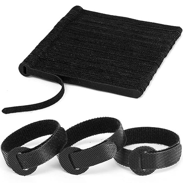 150PCS Reusable Fastener Straps - 6 Inch Cable Management Ties, Adjustable Hook & Loop Organizer Straps for Home, Office and Data Centers (Black)