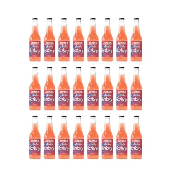Jones Soda Co. Special Release Nuka Cola Victory | Fallout Merchandise | Cane Sugar Soda | Craft Soda Pop | Soda Soft Drinks | Glass Bottle Soda | Peach & Mango Flavor | (24 Bottles)