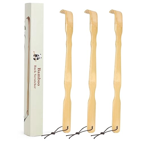 YIMICOO Wooden Bamboo Back Scratcher, 17 Inch Long Handle Back Scratchers for Adults Men Women, with Beautiful Gift Packaging (3 Pack) - 3 Pack