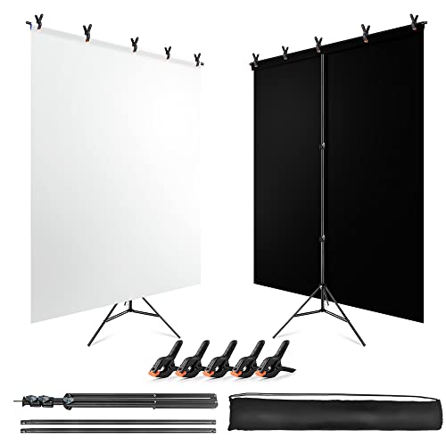 White Black Backdrop with Stand Kit for Photoshoots