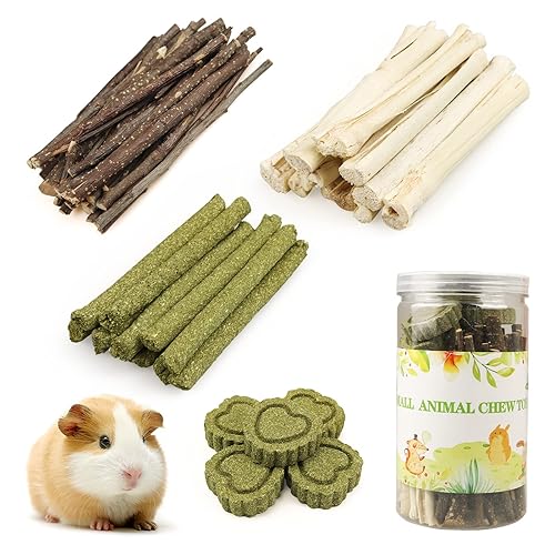 Hamster Chew Toys,350g Timothy Hay Sticks for Rabbits,Apple Sticks for Small Animal Bunny Toys,Bamboo Chew Sticks Natural Flavored Timothy Hay Balls for Guinea Pigs Rats Chinchillas Gerbils (Style-1) - Style-1