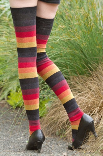 Extraordinarily Longer Elemental Stripe Socks | Inferno Elemental Stripe