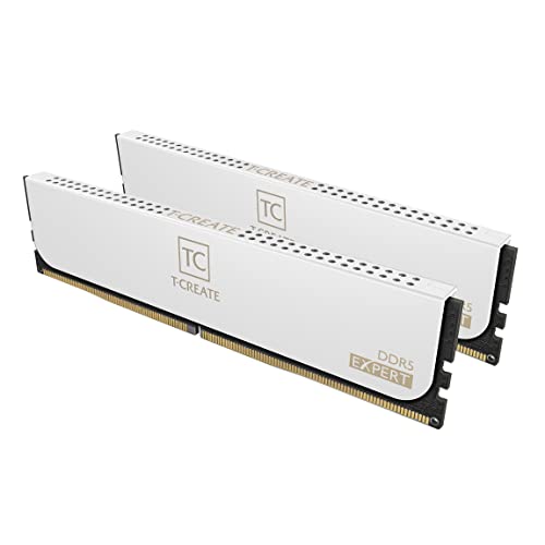 TEAMGROUP T-Create Expert Overclocking 10L DDR5 32GB Kit (2 x 16GB) 6400MHz (PC5-51200) CL32 Desktop Memory Module Ram White - CTCWD532G6400HC32ADC01 - 32GB (16GBx2) - DDR5 6400MHz CL32-39-39-84 - White-UDIMM