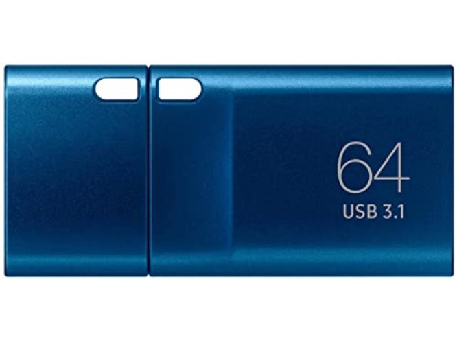 SAMSUNG Type-C™ USB Flash Drive, 64GB, Transfers 4GB Files in 15 Secs w/Up to 300MB/s 3.13 Read Speeds, Compatible w/USB 3.0/2.0, Waterproof, 2022, Blue, MUF-64DA/AM - 64 GB