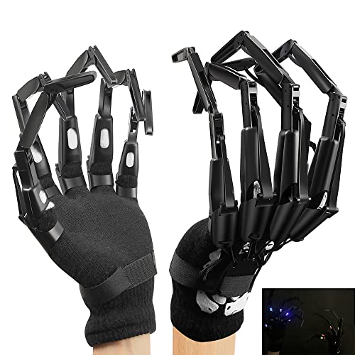 Articulated Finger Extensions, Halloween Articulated Fingers, 3D Printed Flexible Finger Extensions Fits All Finger Sizes Articulated Fingers (Black Glowing-Upgrade) - Black Luminous