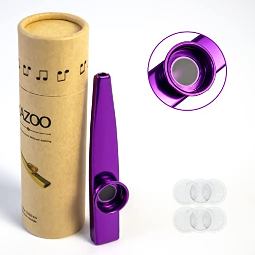 Metal Kazoos Musical Instruments, Aluminum Alloy Kazoo for Kids, Mini Kazoo with 6pcs Kazoo Membrane, Fit for Party, Ukulele, Violin, Keyboard Piano (Purple Lip Kazoos)… - Purple