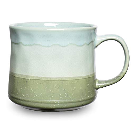 Bosmarlin Large Ceramic Coffee Mug, Big Tea Cup, 7 Colors to Choose, 21 Oz, Dishwasher and Microwave Safe, 1 PCS (Green) - Green