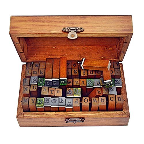 70pcs Alphabet Stamps Vintage Wooden Rubber Letter Number and Symbol Stamp Set for DIY Craft Card Making Happy Planner Scrapbooking Supplies