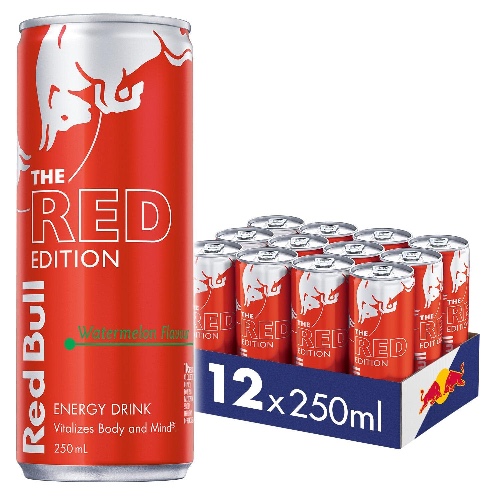 Red Bull Energy Drink, Red Edition, Watermelon Flavour, 250ml (12 pack)