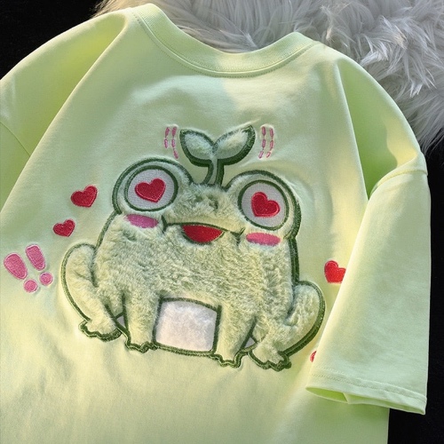 Froggy Love Fluffy Tee - Green / XL