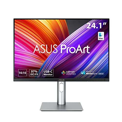 ASUS ProArt Display 24” (24.1” viewable) 16:10 HDR Professional Monitor (PA248CRV) - IPS, (1920 x 1200), 97% DCI-P3, ΔE < 2, Calman Verified, USB-C PD 96W, DisplayPort, Daisy-Chain, Height Adjustable