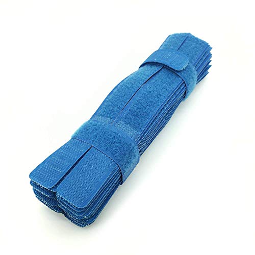 Pasow 50pcs Cable Ties Reusable Fastening Wire Organizer Cord Rope Holder 7 Inch (Blue) - Blue