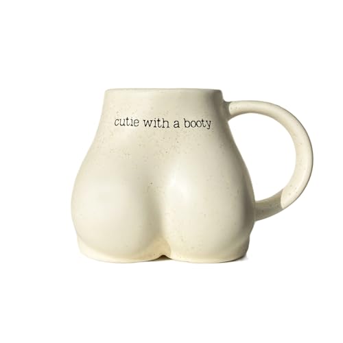 Butt Funny Coffee Mug for Women & Friend, Cute Novelty Gifts Butt Shaped 3d Cup, Ceramic Cream Bum Cheeks Booty Mug, Feminine Female Body Mug Vase, Nice Butt Valentine's Gift, 12oz (Cream) - Cream