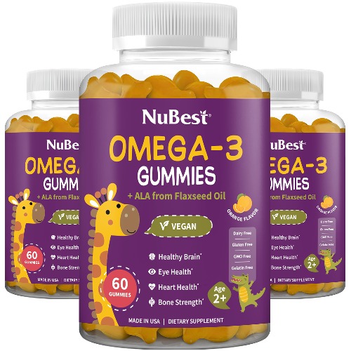 THRONE | NuBest Omega-3 Gummies for Ages 2+, Gut Health & Immunity Support, 60 Yummy Vegan Gummies - 3-pack