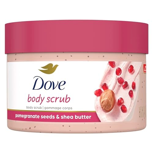 Dove Scrub Pomegranate & Shea Butter For Silky, Soft Skin Body Scrub Exfoliates and Provides Lasting Nourishment 10.5 oz - Pomegranate & Sheaf - 10.5 Ounce (Pack of 1)