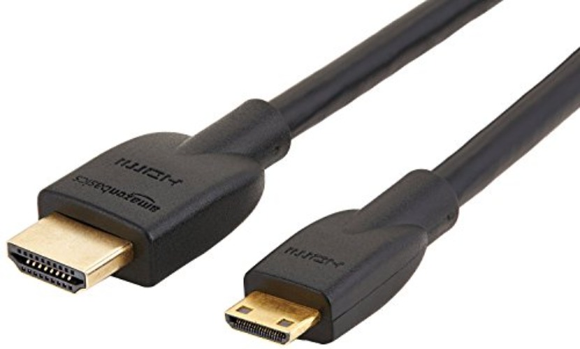 Amazon Basics Mini HDMI to HDMI Adapter Cable, 10.2Gbps High-Speed, 4K@30Hz, 2160p, 48-Bit Color, Ethernet Ready, 6 Ft, Black - 1-Pack - 6 Feet