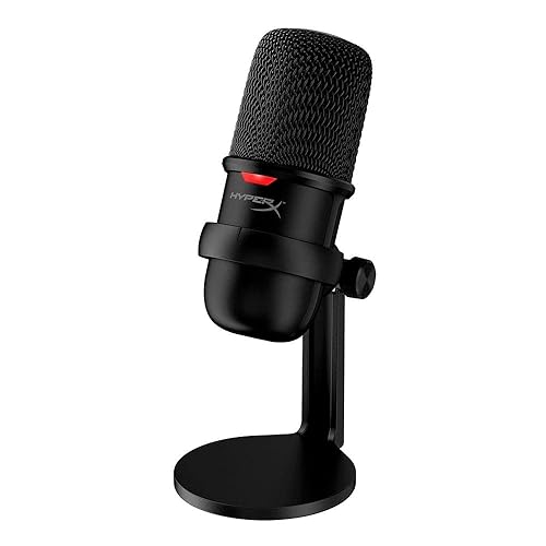 HyperX SoloCast – USB Condenser Gaming Microphone, for PC, PS4, PS5 and Mac, Tap-to-Mute Sensor, Cardioid Polar Pattern, great for Streaming, Podcasts, Twitch, YouTube, Discord,Black - Microphone - Black