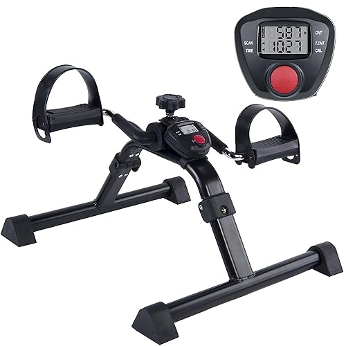 Vaunn Desk Bike Pedal Exerciser with Electronic Display for Indoor Physical Therapy - Mystic Black
