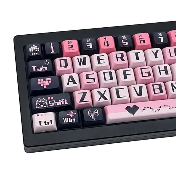 COOMICKEY PBT Keycaps 131 Keys Black Pink Keycaps Dye-Sublimation Cute Keycaps XDA Profile for Cherry Gateron MX Switches Mechanical Keyboards - Black-Pink Keycaps (XDA)