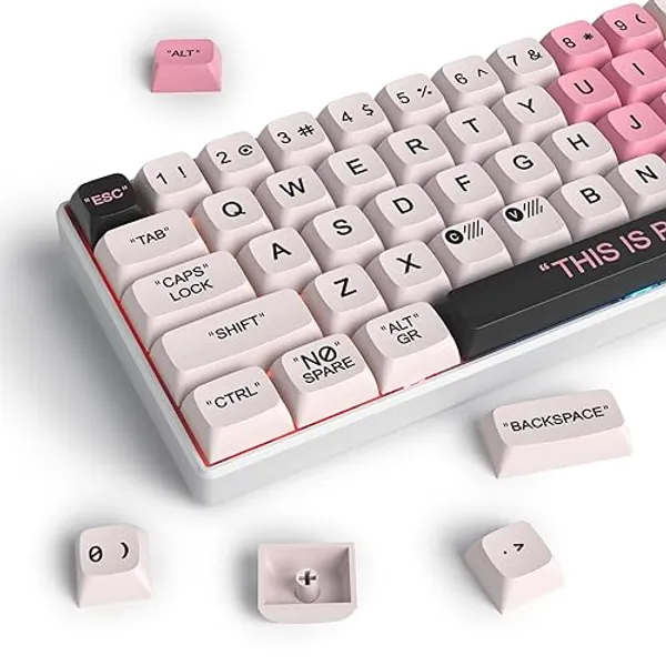 Guffercty kred Cute PBT XDA Keycaps 144 Keys Pink Heart Custom Keycaps 75 Percent Keyboard Keys Caps with keycap Puller for Mechanical Keyboards （Pink Plastic） - Pink plastic