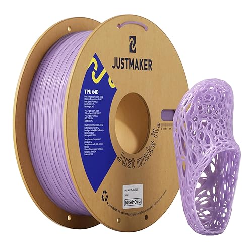 JUSTMAKER TPU 64D 3D Printer Filament, Flexible Materials with Superior Performance, Upgrade Cardboard Spool, 1kg, Dimensional Accuracy +/-0.05mm, 1.75mm， Rattan Purple - 1.75mm 1kg - Rattan Purple 2655c