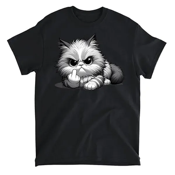 Funny Cat Middle Finger Sarcastic Sassy Grumpy Statement T-Shirt, Tank Top, Long Sleeve Shirt, Sweatshirt, Hoodie Men Women Kids Made in Canada