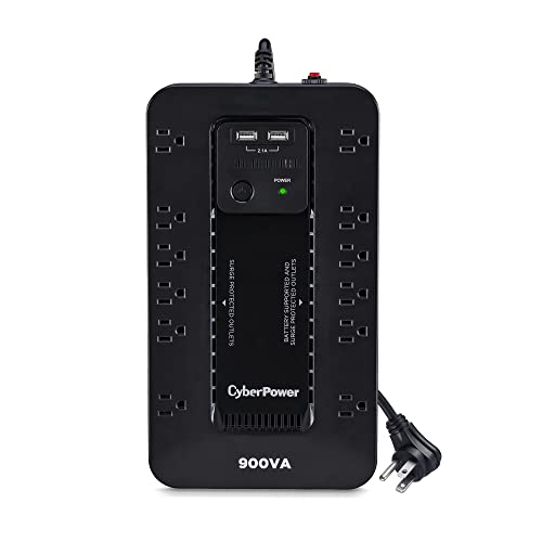 CyberPower ST900U Standby UPS System, 900VA/500W, 12 Outlets, 2 USB Charging Ports, Compact - 900VA - Standby UPS System