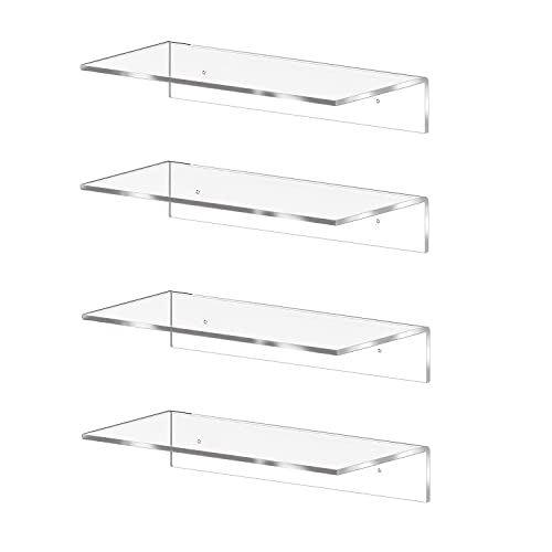 Clear Acrylic Floating Shelf with Screws. 12 inches long.