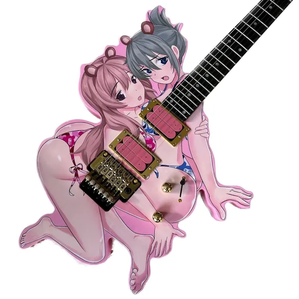 Guitar Factory Customized Girls Cartoon Pink Electric Guitar Fast Shipping