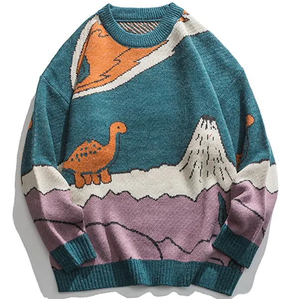 Strickpullover Dinosaurier, Unisex, Winter Harajuku